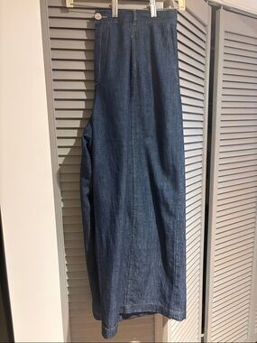 Zara Stylish Wide Leg Dark Wash Denim Pants. NWOT.